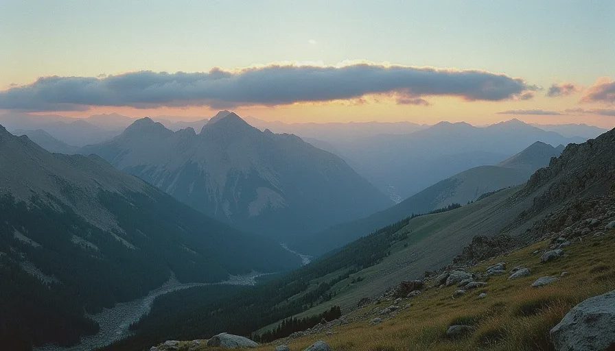 A long line of clouds above a ridge at treeline in the Colorado Rockies
