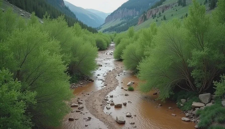 Dense willow thicket crossing a high alpine valley where the map shows open ground